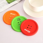 創意家居生活用品 圓形硅膠杯墊 可愛紐扣杯墊 隔熱墊