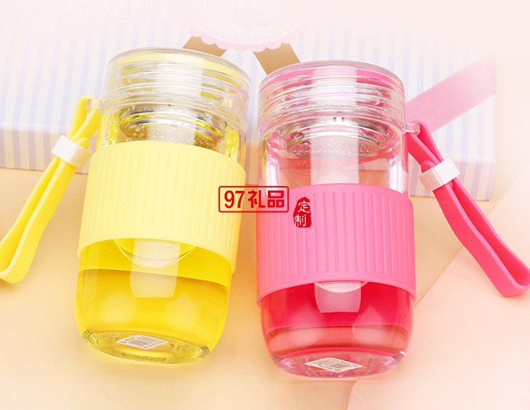 迷你花茶杯 過濾茶杯學生隨手杯 時尚玻璃杯