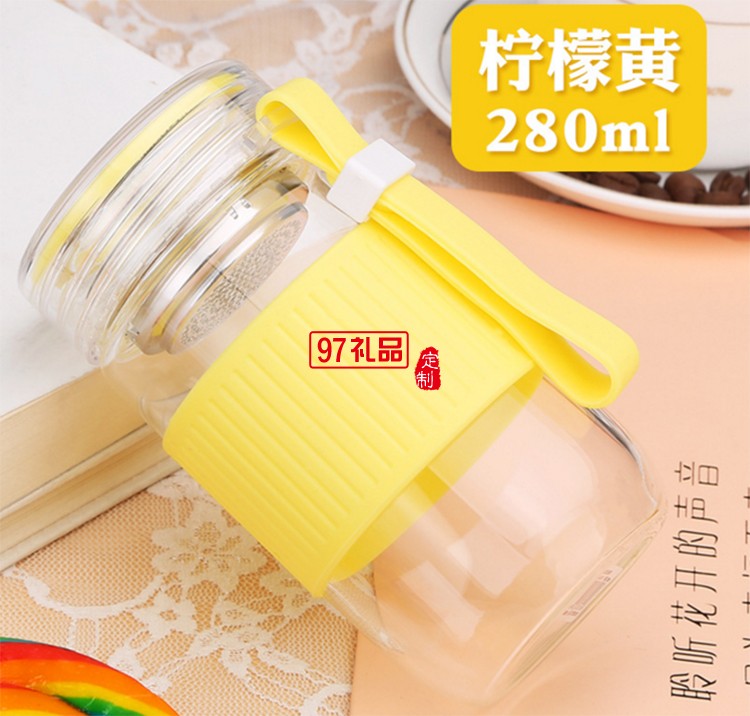 迷你花茶杯 過濾茶杯學生隨手杯 時尚玻璃杯