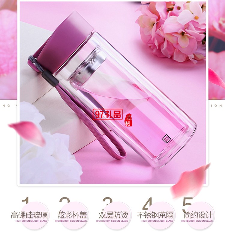 雙層玻璃杯 創意便攜茶杯 車載隔熱水杯