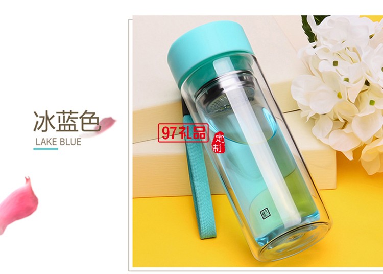 雙層玻璃杯 創意便攜茶杯 車載隔熱水杯