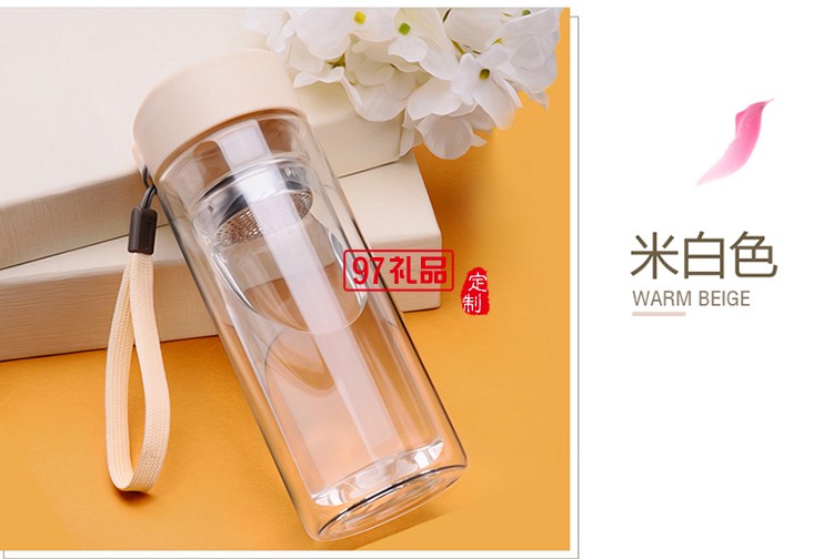 雙層玻璃杯 創意便攜茶杯 車載隔熱水杯