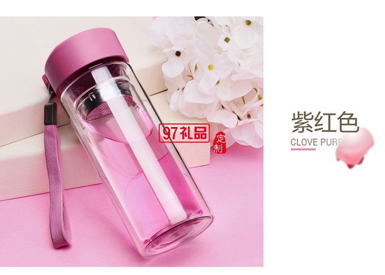 雙層玻璃杯 創意便攜茶杯 車載隔熱水杯