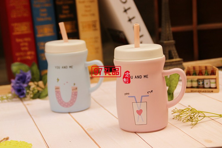 創意吸管馬克杯 隨手早餐杯子 廣告定制