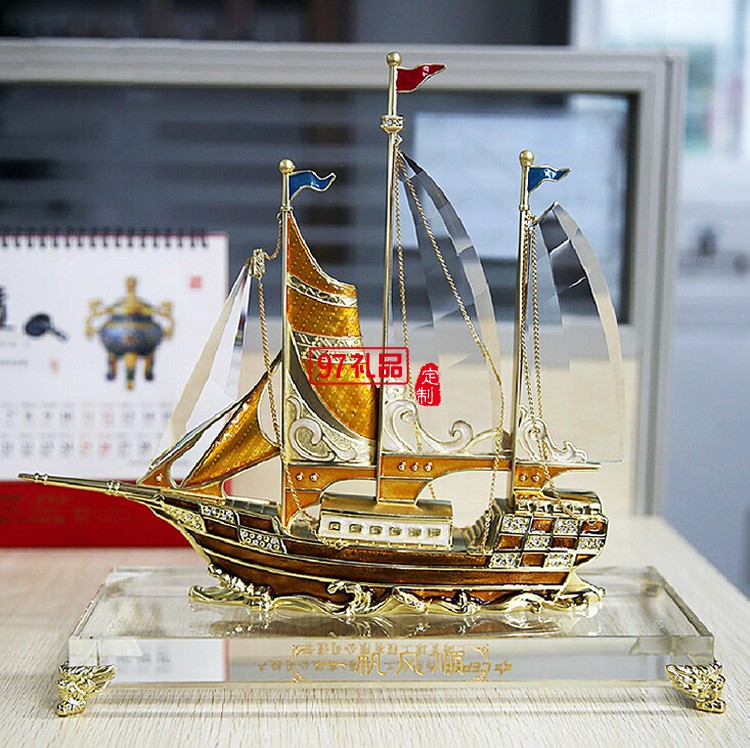 創意水晶帆船擺件桌面擺件