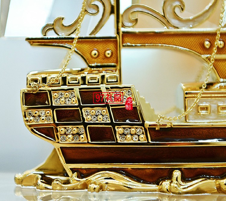 創意水晶帆船擺件桌面擺件