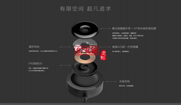 高科技 時尚 陶瓷皮帶鑲嵌智能手環 禮品定制