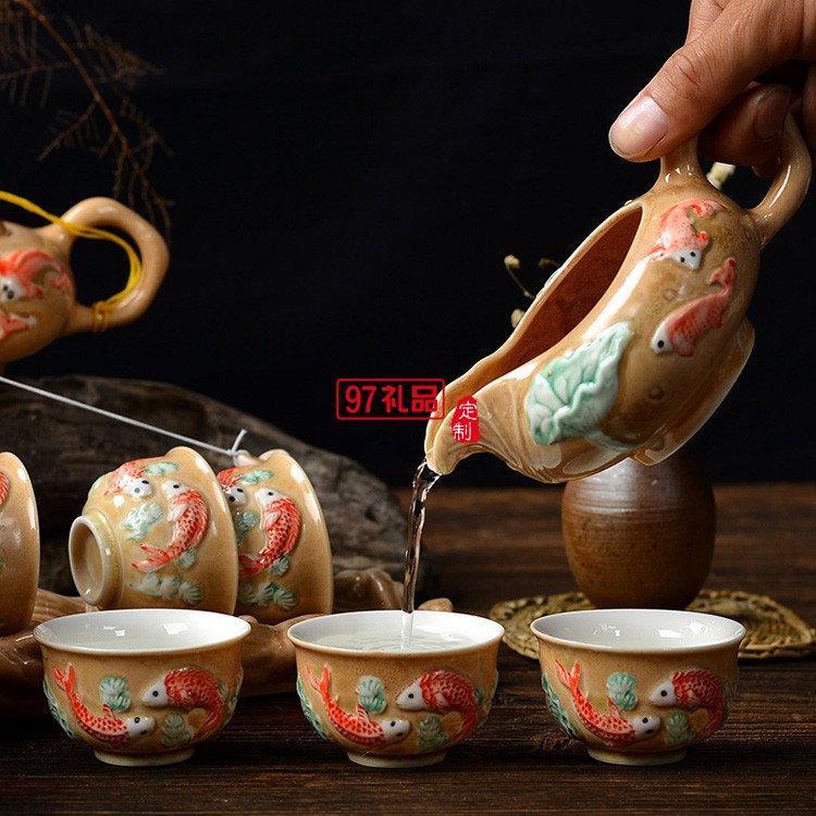 老翁垂釣功夫茶具
