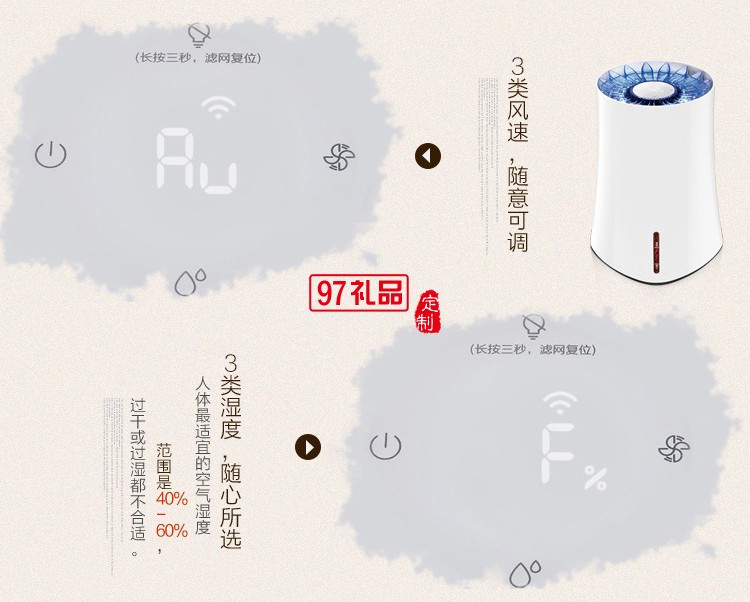 加濕器無霧蒸發(fā)增濕機(jī)辦公室靜音純凈智能空氣保濕器