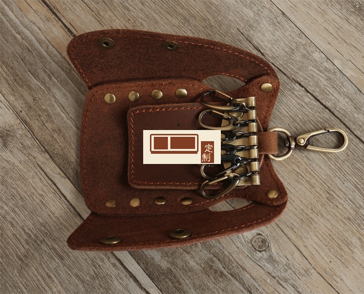 創意個性鑰匙扣原創頭層牛皮腰掛鎖匙包