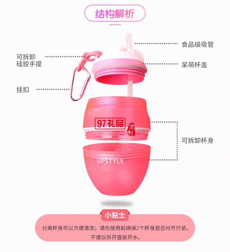創意兒童吸管杯 韓國可愛水杯 便攜塑料杯 隨手杯