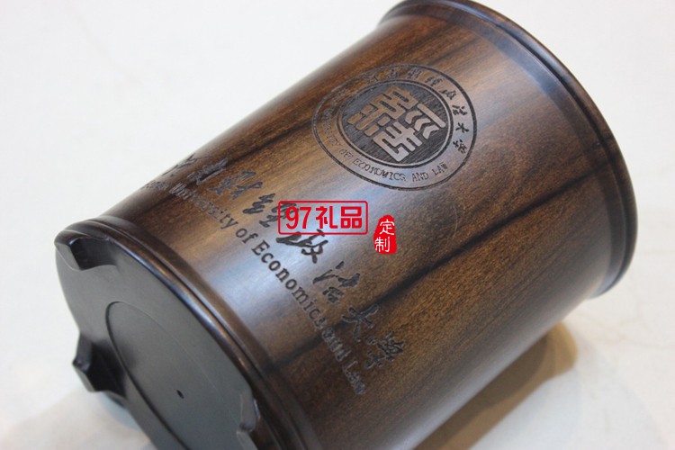 學校慶典商務禮品 紅木筆筒 河南財經政治大學定制案例