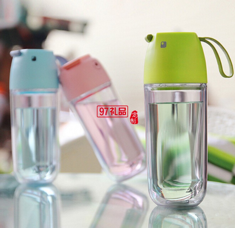 雙層塑料杯子 創意便攜運動水杯 學生隨手杯