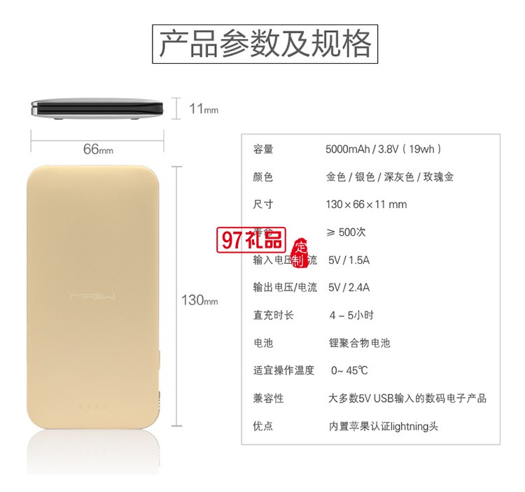 mipow蘋果授權mfi認證移動電源6s/7plus麥泡超薄充電寶 