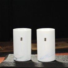 玉瓷對杯 簡約直身陶瓷情侶對杯 創意茶杯