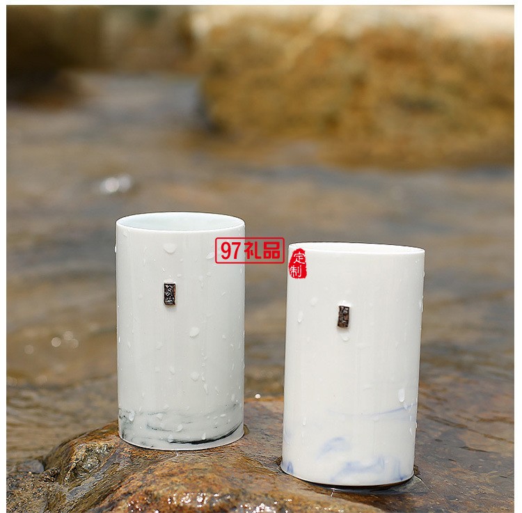 玉瓷對杯 簡約直身陶瓷情侶對杯 創意茶杯