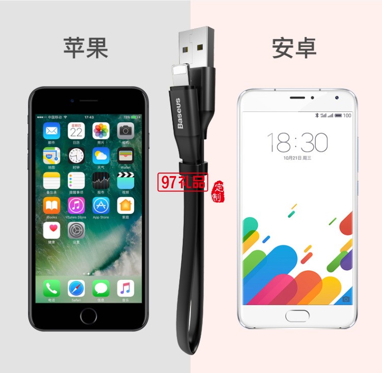 倍思 簡捷 二合一便攜款數據線（安卓 iOS）23CM