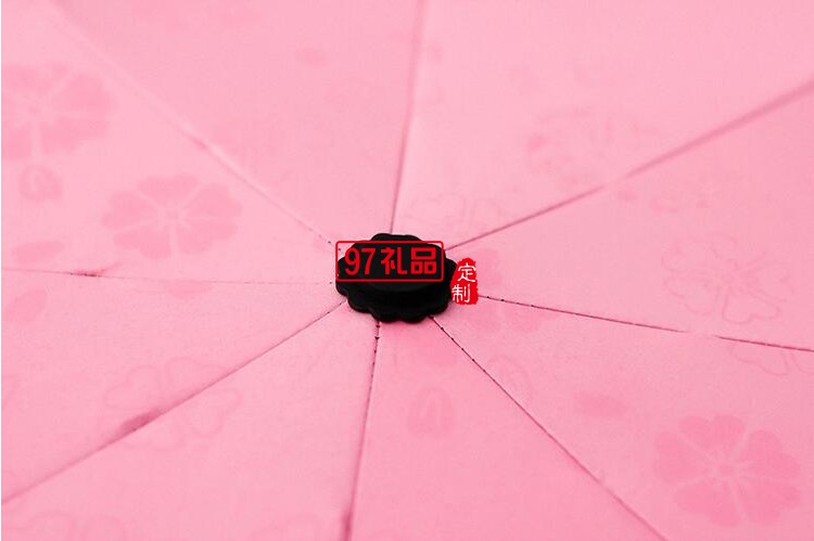 小黑傘 黑膠遇水開花晴雨傘 折疊雨傘戶外三折廣告傘 可定制logo