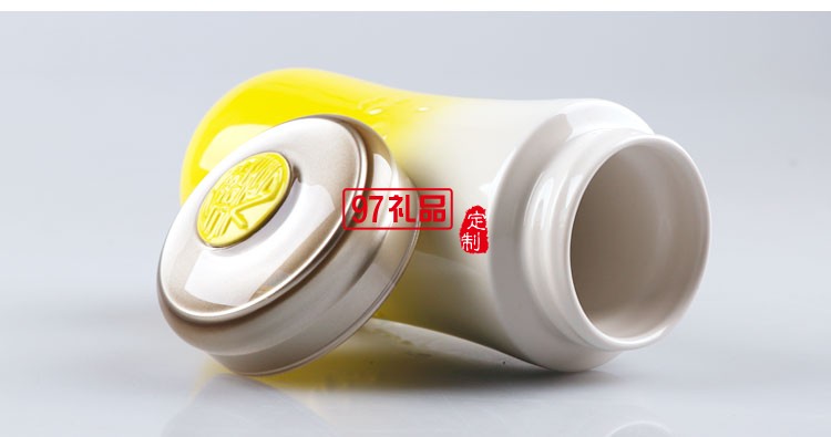 樂天淘喜熊貓漸變湖藍系列雙層功能陶瓷杯