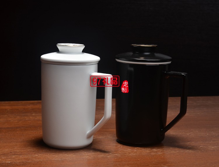 定窯陶瓷馬克杯過濾帶蓋陶瓷茶杯創意杯子