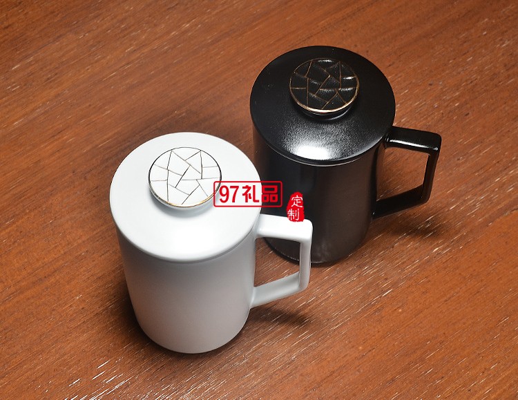 定窯陶瓷馬克杯過濾帶蓋陶瓷茶杯創意杯子