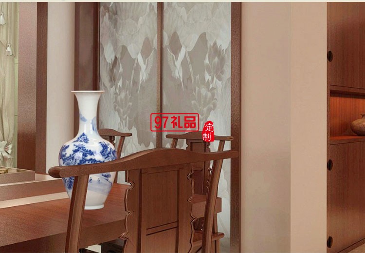 景德鎮陶瓷器 青花山水美人尖花瓶 家居客廳裝飾工藝品插花擺件