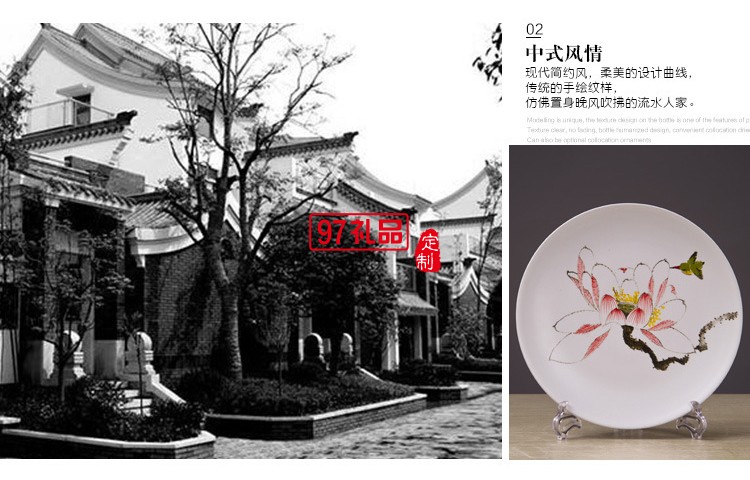 景德鎮陶瓷工藝品 時尚客廳家居手工擺件陶藝三件套花瓶花插