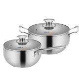 金茂物業定制案例  不銹鋼三層復底加厚 麒麟鍋具兩件套 可定制LOGO