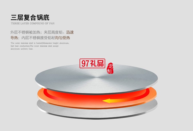 金茂物業定制案例  不銹鋼三層復底加厚 麒麟鍋具兩件套 可定制LOGO