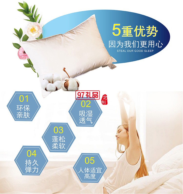 星享全棉羽絲枕 醫藥保險行業  可定制LOGO