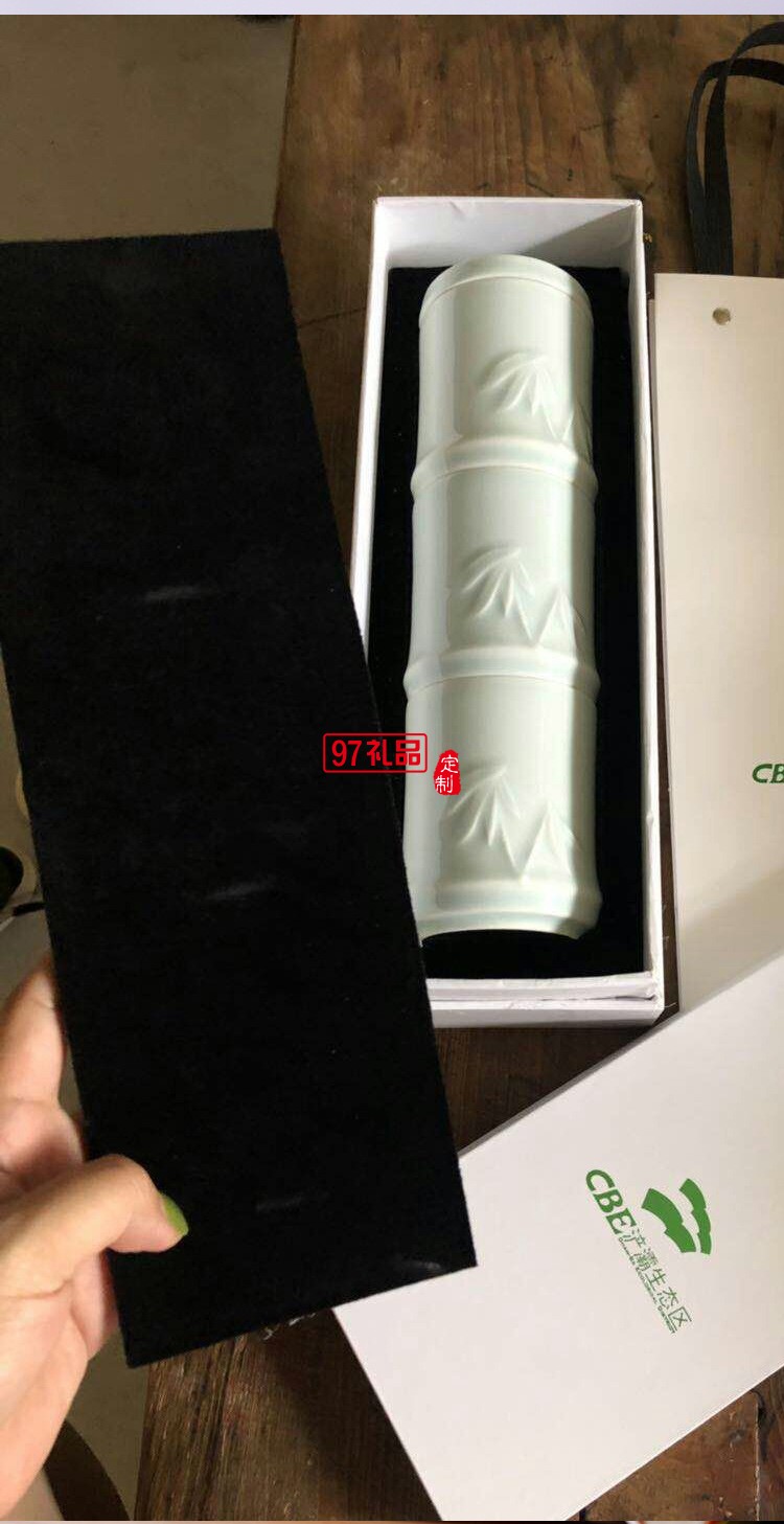 創意竹節杯陶瓷杯三疊杯定制LOGO