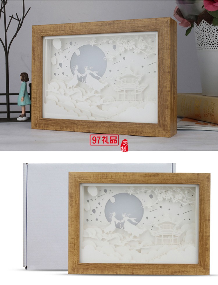 創意實用光影紙雕燈定制圖案logo