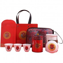 創意旅行茶具套裝家用2020鼠年賀歲茶禮茶壺茶杯陶瓷便攜式快客杯