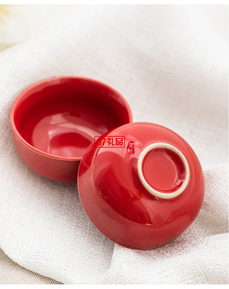 中國紅陶瓷功夫茶具地產送禮客戶送禮周年慶 可定制logo