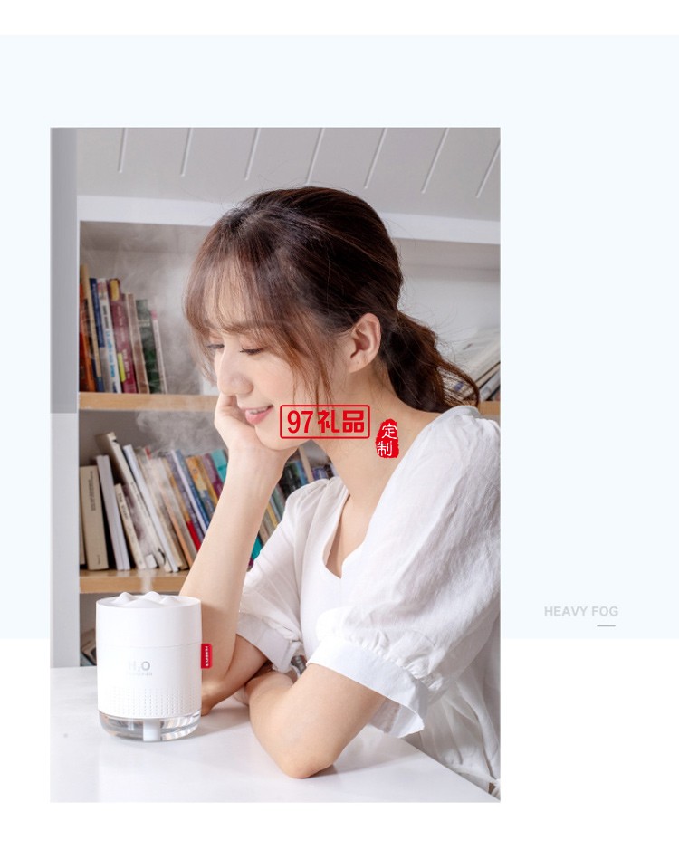新款創意USB桌面夜燈雪山加濕器靜音臥室大霧量訂做高檔活動禮品定做