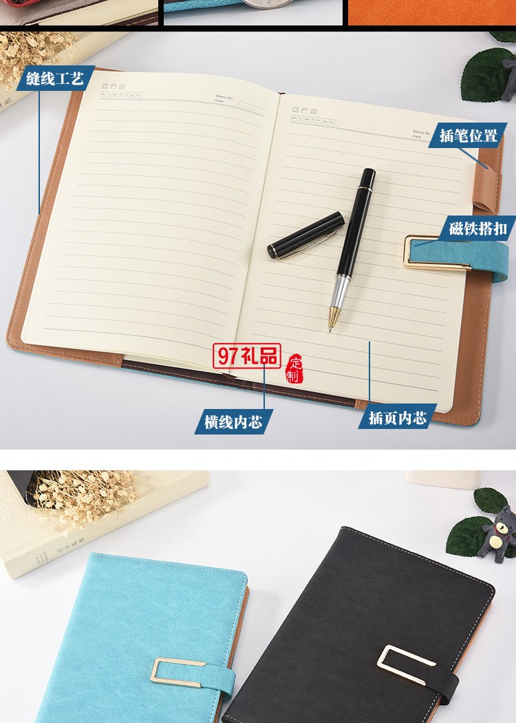 現(xiàn)貨批發(fā)商務禮品記事本pu廣告定做筆記本套裝定制LOGO彩印
