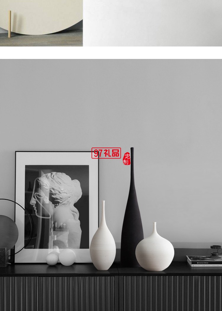 景德鎮現代簡約手工藝術禪意花瓶陶瓷擺件客廳樣板房裝飾品企業定制禮品