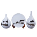 手繪鄉情陶瓷擺件 花瓶含托盤架 家居賓館酒店大廳開張開業展會用