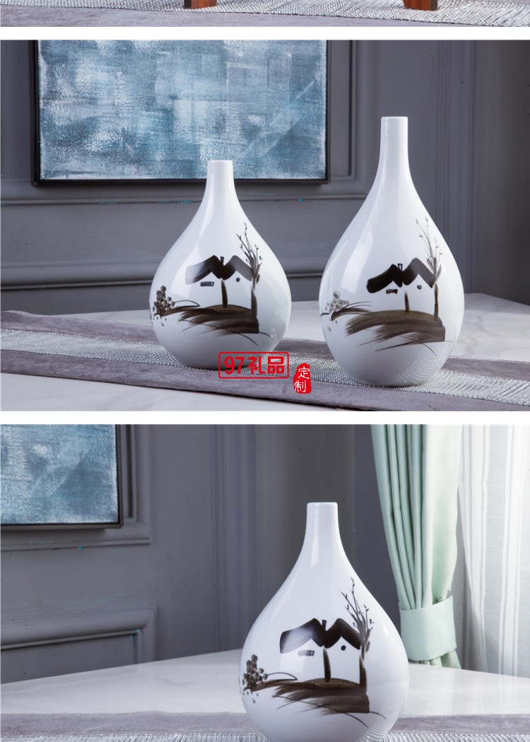 手繪鄉情陶瓷擺件 花瓶含托盤架 家居賓館酒店大廳開張開業展會用