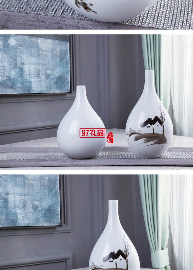 手繪鄉情陶瓷擺件 花瓶含托盤架 家居賓館酒店大廳開張開業展會用