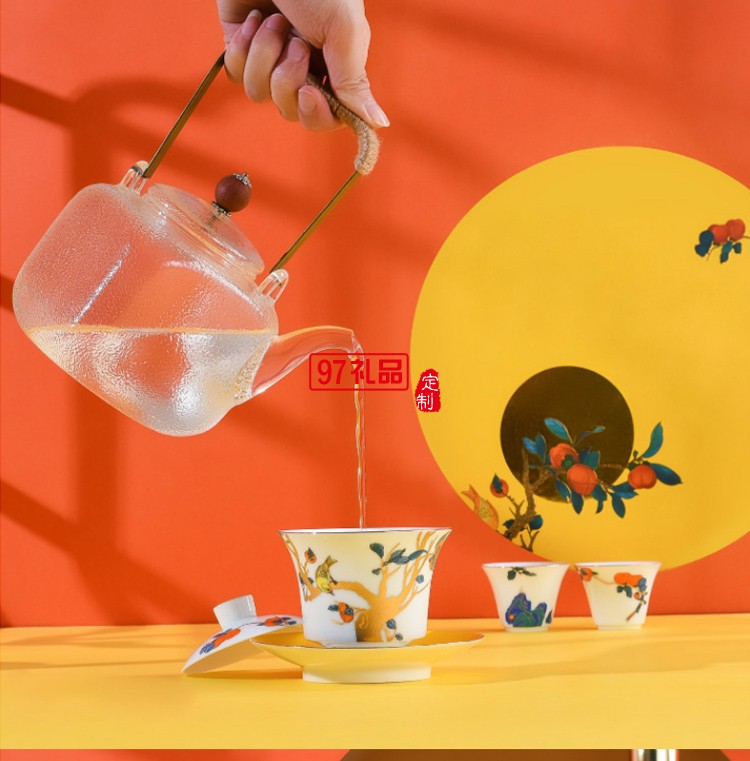 功夫茶具套裝蓋碗分茶器文創(chuàng)國(guó)潮中國(guó)風(fēng)泡茶器