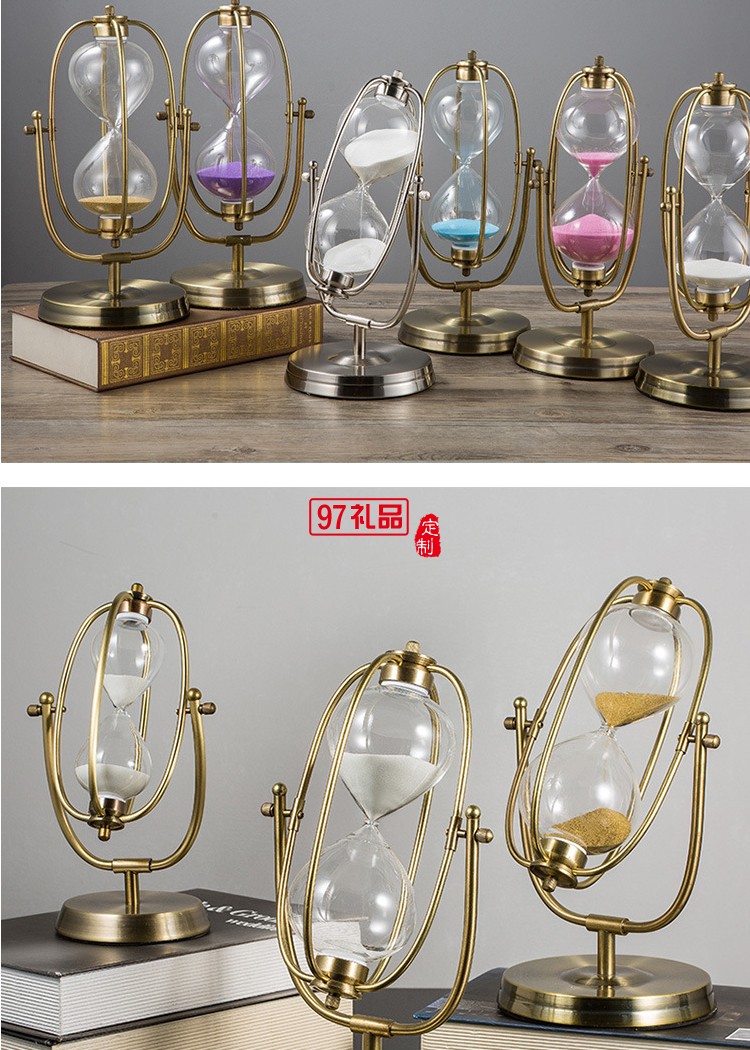 定制時間沙漏歐式金屬沙漏擺件辦公桌餐廳沙漏計時器玻璃工藝品