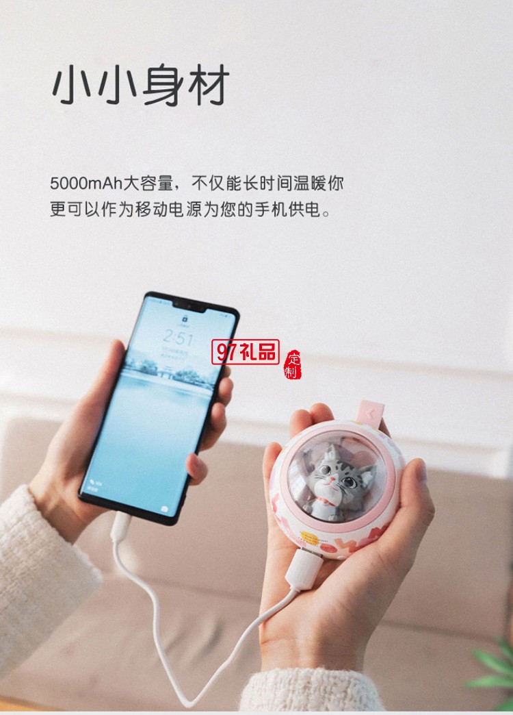 萌貓暖手寶USB創意貓咪移動電源充電暖寶寶