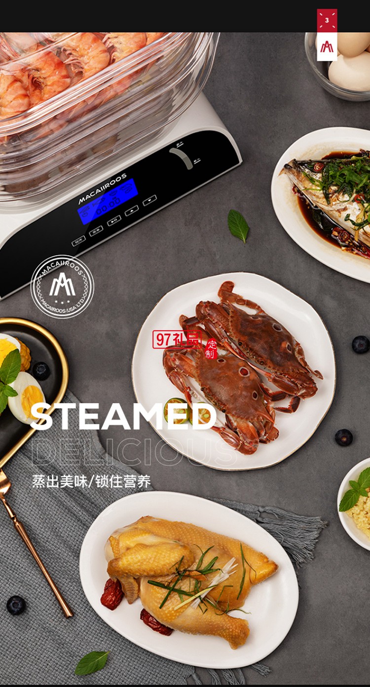 邁卡羅（MACAIIROOS）電蒸鍋多功能家用可定制logo送客戶(hù)禮品