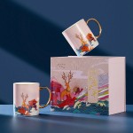 頤和園陶瓷馬克杯情侶杯子一對創意骨瓷喝水杯結婚生日禮盒裝