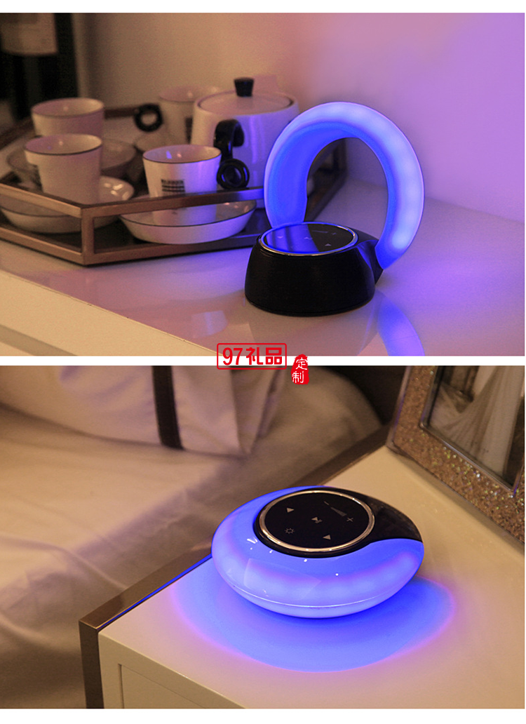 月亮灣藍牙音箱大容量便攜音樂小夜燈重低音鏡面觸控板藍牙小音箱