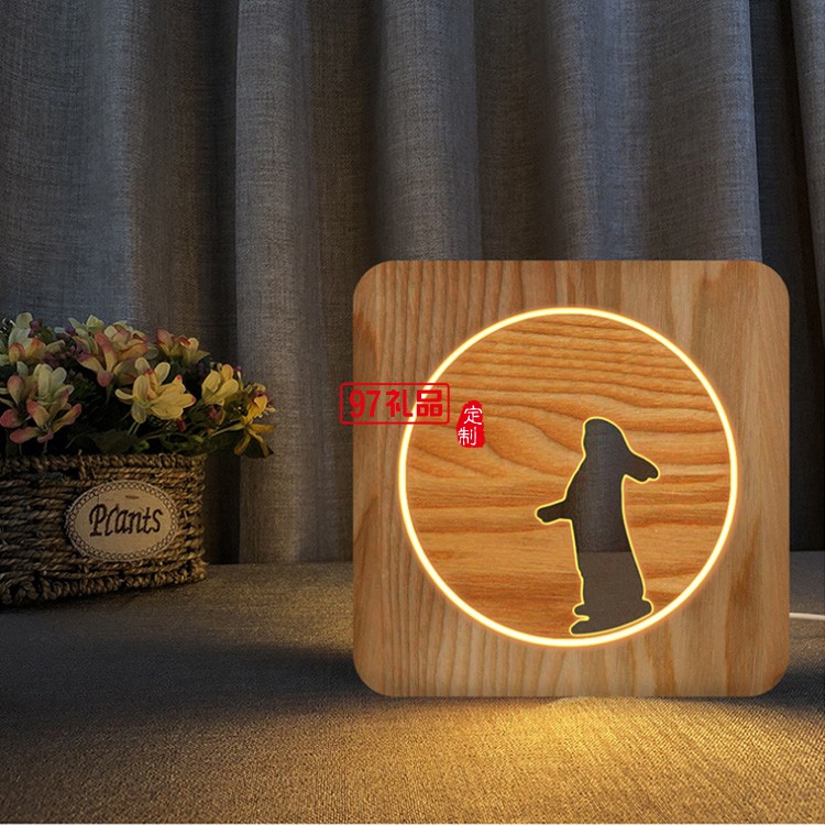 中秋禮品 木制LED燈 電子產品禮品創意裝飾臺 可定制logo