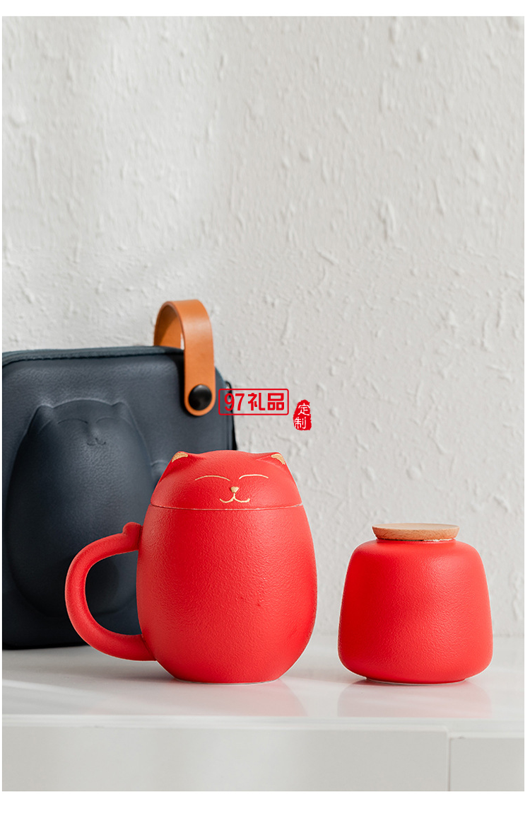 招財貓陶瓷馬克杯創意茶杯帶蓋辦公室泡茶杯子過濾杯卡通端午禮品