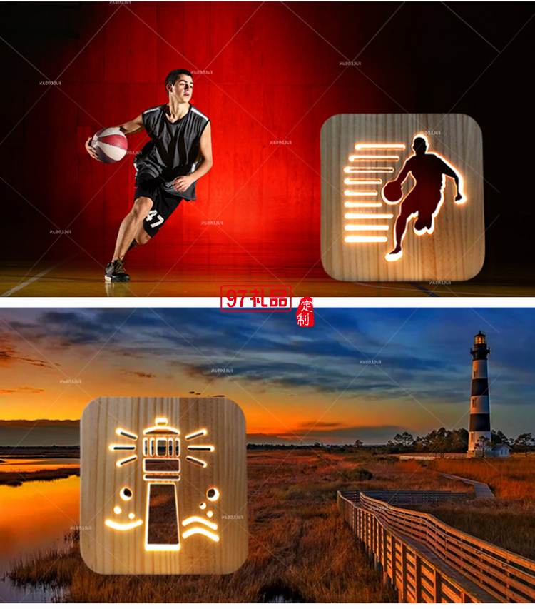 中秋佳節月亮兔子木制LED燈 電子產品禮品創意裝飾臺燈