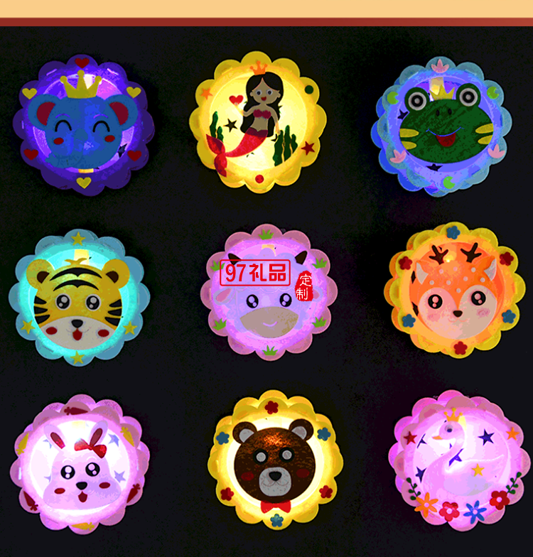 DIY卡通中秋節燈籠手提幼兒園手工發光燈籠兒童不織布材料包玩具